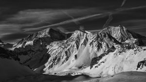 Arolla mountain images - Pigne'd'Arolla, Refein, Mont Blanc de Cheilon chain , first light April